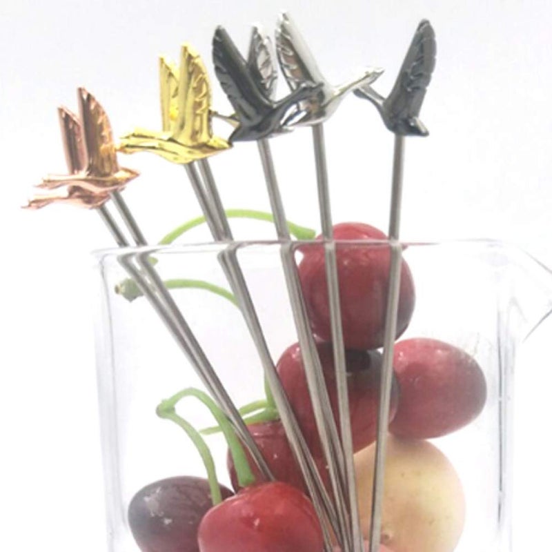 DEEKOUDT Stainless Steel Greylag Goose Martini Cocktail Picks for Fruit,Cocktail,Party,Wedding Set of 6 (Silver) - Image 4